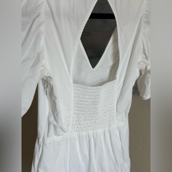 French Connection White Cotton Poplin Puff Sleeve Tiered Mini Dress Women’s 0 - Picture 4 of 9